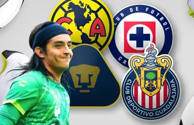 Carlos Acevedo y escudos de equipos/Foto Diario Basta.