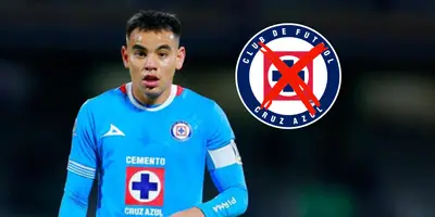 Carlos Rodríguez junto al escudo de Cruz Azul / FOTO MSN