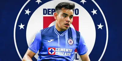 Carlos Rodríguez junto al escudo del Cruz Azul / FOTO ESPN
