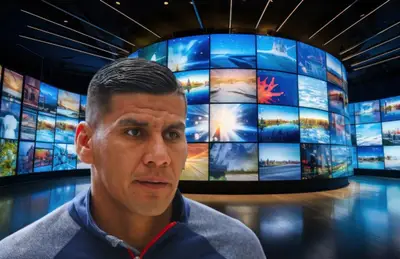 Carlos Salcido y pantallas de fondo/ Foto SERVOF.