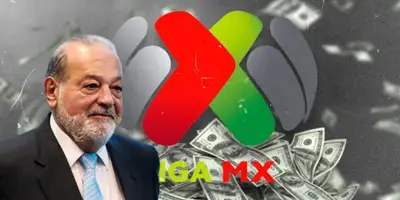 Carlos Slim junto al logo de la Liga MX / FOTO ÁMBITO