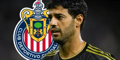 Carlos Vela junto a escudo de Chivas / FOTO MLS