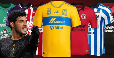 Carlos Vela junto a playeras de la Liga MX / FOTO LAPRESSE