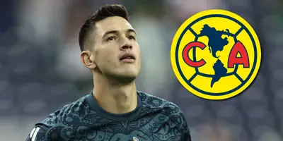 César Montes junto al escudo del América / FOTO JUAN FÚTBOL