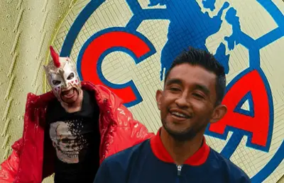 Christian Bermúdez riendo y el Escorpión Dorado a su lado/ Foto Soy Fútbol.