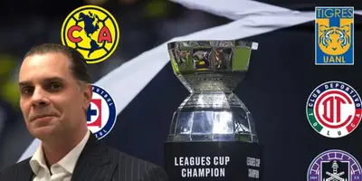 Christian Martinoli junto a escudos de la Liga MX / FOTO MEDIOTIEMPO