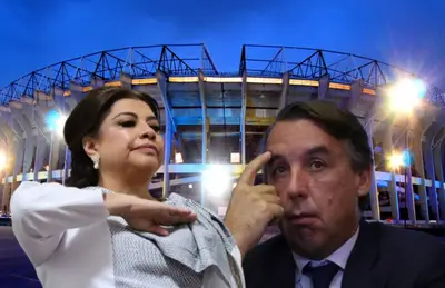 Clara Brugada y Emilio Azcárraga/Foto The Estadio Azteca.