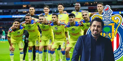 Club América en formación para foto pre-partido. Foto; Club América.