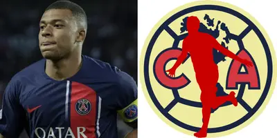 Collage de Mbappé y y el escudo del América. Foto de Kyllian: Futbolred