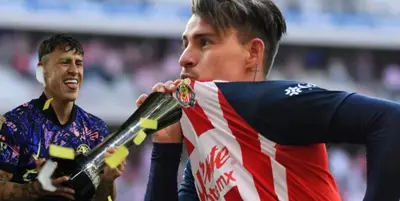 Cristian Calderón con el jersey de América y el de Chivas / FOTO MEDIOTIEMPO