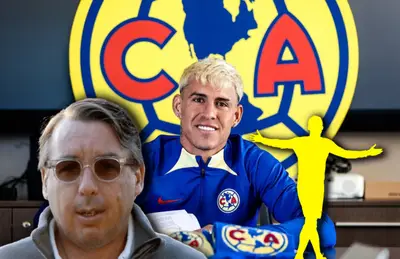 Cristian Calderón, Emilio Azcárraga y silueta de jugador/ Foto N+.