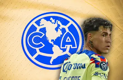 Cristian Calderón y logo de las Águilas/Foto Club América.