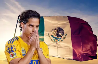 Diego Lainez con manos en la cara/Foto México Desconocido.
