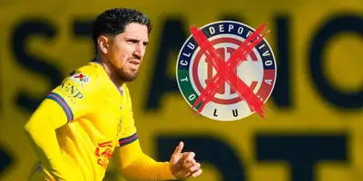 Diego Valdés junto al escudo del Toluca / FOTO RÉCORD