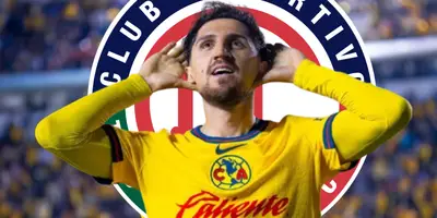 Diego Valdés junto al escudo del Toluca / FOTO RÉCORD