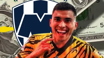 Dinero, escudo de Rayados y Orbelín Pineda/ Foto: El Futbolero México
