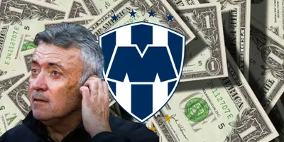 Domènec Torent junto al escudo de Rayados / FOTO MARCA