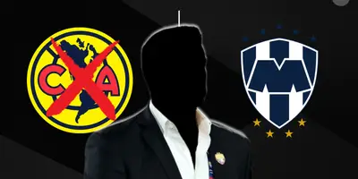 DT incógnito junto a los escudos de América y Rayados / FOTO O GOL