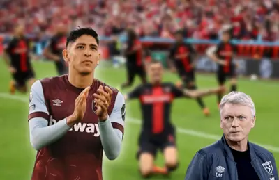 Edson Álvarez aplaudiendo y David Moyes viéndolo/ Foto Bundesliga.