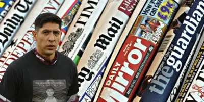 Edson Álvarez junto a diarios de Inglaterra / FOTO X