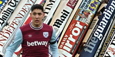 Edson Álvarez junto a diarios ingleses / FOTO X