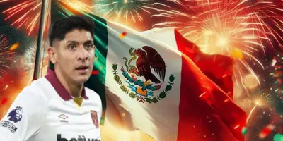 Edson Álvarez junto a la bandera de México / FOTO GETTY IMAGES