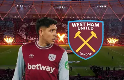 Edson Álvarez y logo del West Ham/ Foto ESPN.