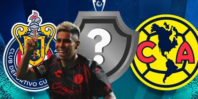 Efraín Álvarez junto al escudo de Chivas y América / FOTO FUTBOL TOTAL