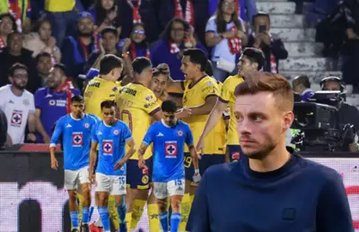 Elementos del América celebrando, otros de Cruz Azul y Martín Anselmi/ Foto Aristegui Noticias.