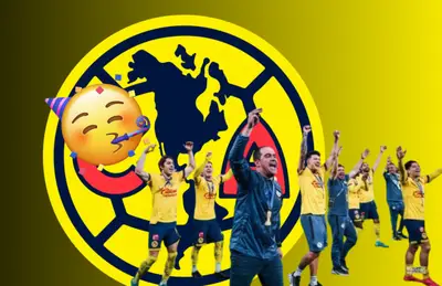 Elementos del América y emoji de fiesta/Foto Liga MX Brasil.