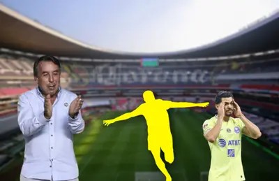 Emilio Azcárraga aplaudiendo, Henry Martín y silueta de jugador/ Foto Debate.