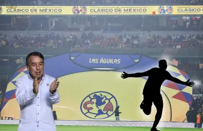 Emilio Azcárraga aplaudiendo y silueta de futbolista celebrando/ Foto Récord.