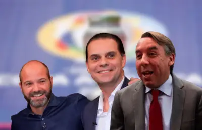 Emilio Azcárraga, Cristian Martinoli y Luis García/Foto El Gráfico.