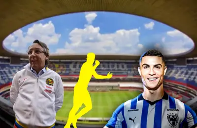 Emilio Azcárraga, Cristiano Ronaldo y jugador celebrando/ Foto América.