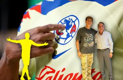 Emilio Azcárraga e Igor Lichnovsky abrazados y silueta de futbolista/ Foto VAVEL.