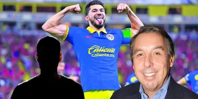 Emilio Azcárraga, el posible remplazo de Henry y al fondo Martín festejando / Foto Getty