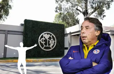 Emilio Azcárraga en las oficinas del América y un jugador festejando.