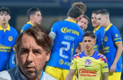 Emilio Azcárraga pensativo y Brian Rodríguez a su lado/ Foto El Futbolero.