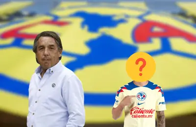 Emilio Azcárraga y jugador del América con el rostro tapado/ Foto Récord.