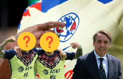Emilio Azcárraga y jugadores del América con el rostro tapado/ Foto VAVEL.