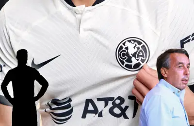 Emilio Azcárraga y silueta de jugador con las manos en la cintura/ Foto América.