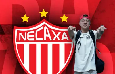 Emilio Lara y logo del Necaxa/Foto Pinterest.