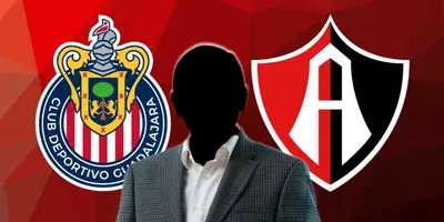 Empresario incógnito junto al escudo de Chivas y Atlas / FOTO PLAYERS OF LIFE