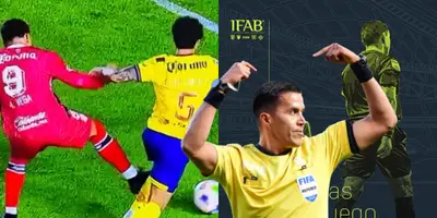 Entrada de Alexis Vega a Kevin Álvarez / FOTO X