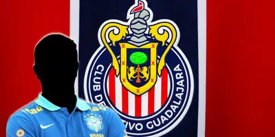 Entrenador incógnito de Brasil junto al escudo de Chivas / FOTO JUAN FÚTBOL