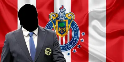 Entrenador incógnito del América junto al escudo de Chivas / FOTO AZCENTRAL