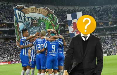 Entrenador oculto y jugadores de Rayados celebrando/Foto TUDN.