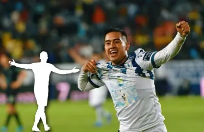 Erick Sánchez festejando y silueta de jugador/ Foto La Jornada Hidalgo.