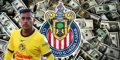 Erick Sánchez junto al escudo de Chivas / FOTO ESTO