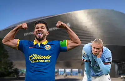 Erling Haaland triste y cabizbajo, a su lado, Henry Martín festejando/ Foto El Español.